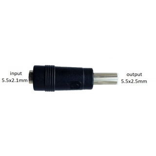 Connector verloopstuk 5.5x2.1mm naar 5.5x2.5mm